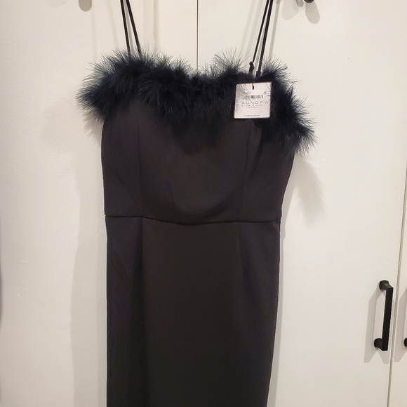 Laundry by Shelli Black Faux Fur Cocktail Dress - Picture 5 of 7